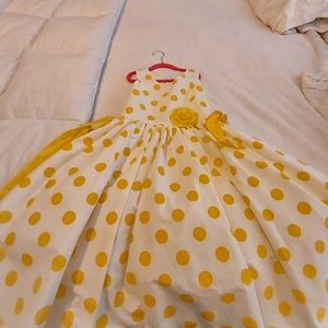 Yellow/ white polka dot dress